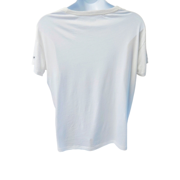 PINK VICTORIA SECRET Women's New Oversized White Logo Tee Size Large - Picture 7 of 13